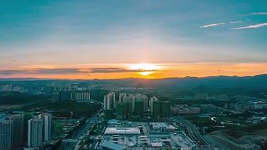 4k航拍城市夕阳日落风光空镜头视频的预览图
